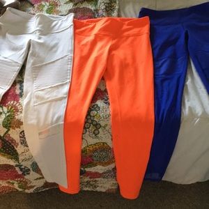 3 pairs Alo yoga pants - blue, orange, white